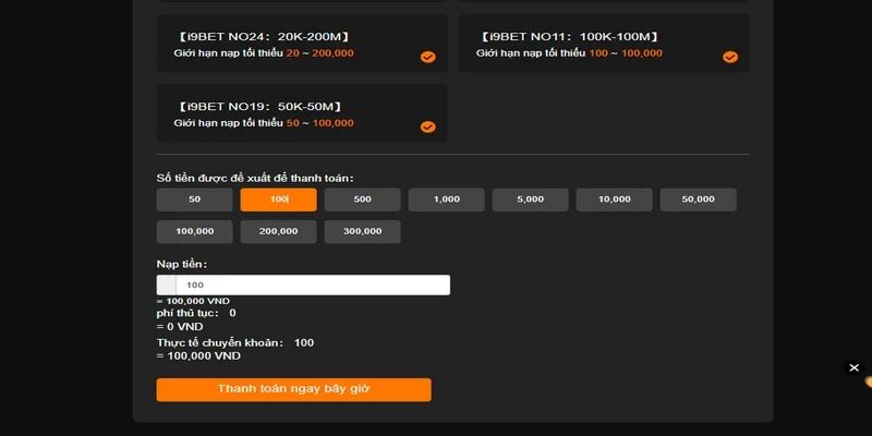 I9BET - Nhà Cái Cung Cấp Game Đổi Thưởng Chất Lượng Nạp tiền vào tài khoản của thương hiệu I9BET