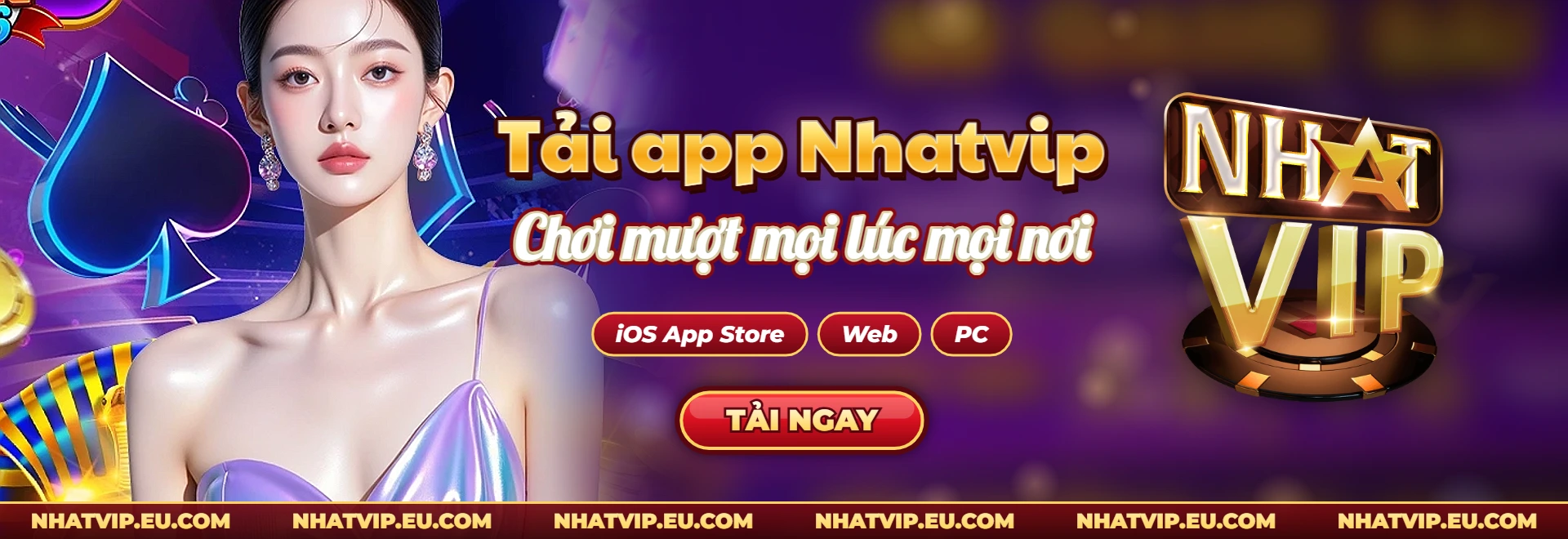 Banner tải app Nhatvip trên iOS, web và PC